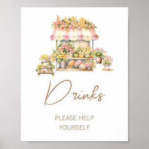 Blommig marknad kärlek i blom Bröllopsduschdrycker Poster