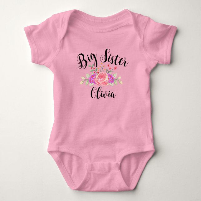 Blommig matchande storasyster lillasyster t shirt (Framsida)