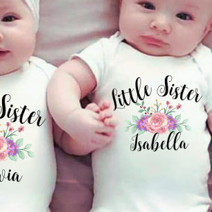 Blommig matchning lilla syster t shirt