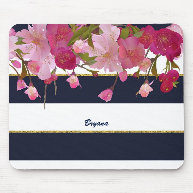 Blommig med falskt guldglitter Modern chic glamour Musmatta (Framsidan)