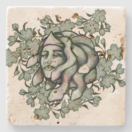 Blommig Medusa Gorgon Ormar Sten Konst Stenunderlägg