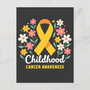 Blommig medvetenhet om barncancer gul band meddelande vykort
