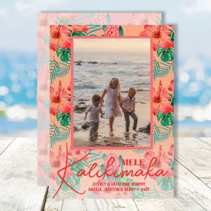Blommig Mele Kalikimaka Foto Julkort