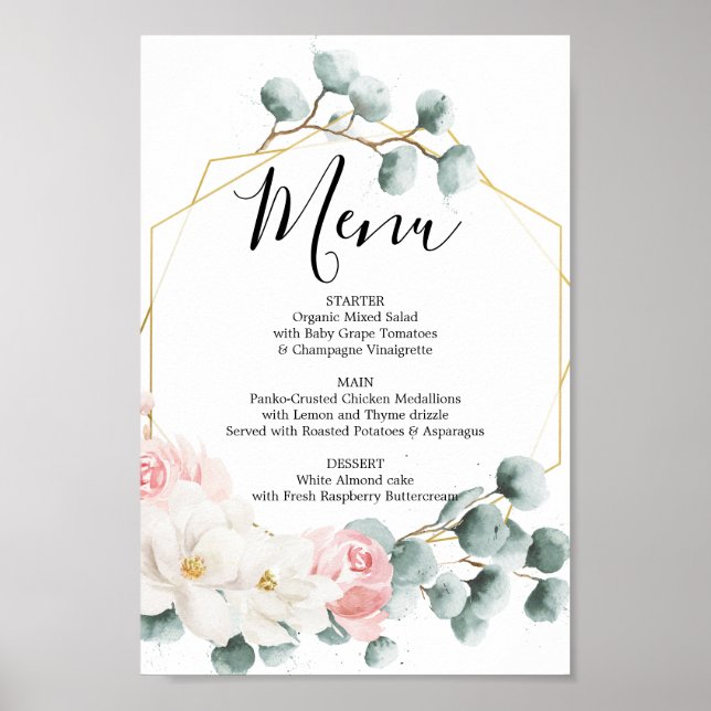 Blommig meny för grönska eller barmeny skylt (Framsidan)