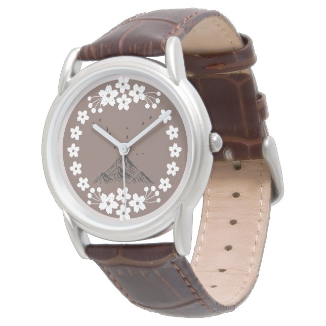 Blommig Minimal Klocka | Elegant Neutral Armbandsu (Vinklad)