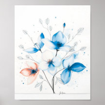 Blommig minimalistisk abstrakt linjekonstaffisch