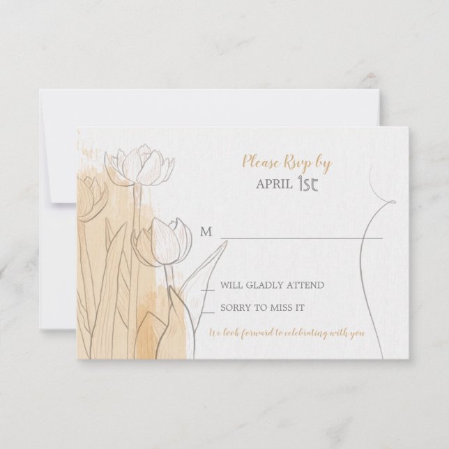 Blommig minimalistisk akvarell RSVP-kort OSA Kort (Framsida)