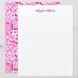 Blommig minimalistisk monogramnamn brevpapper