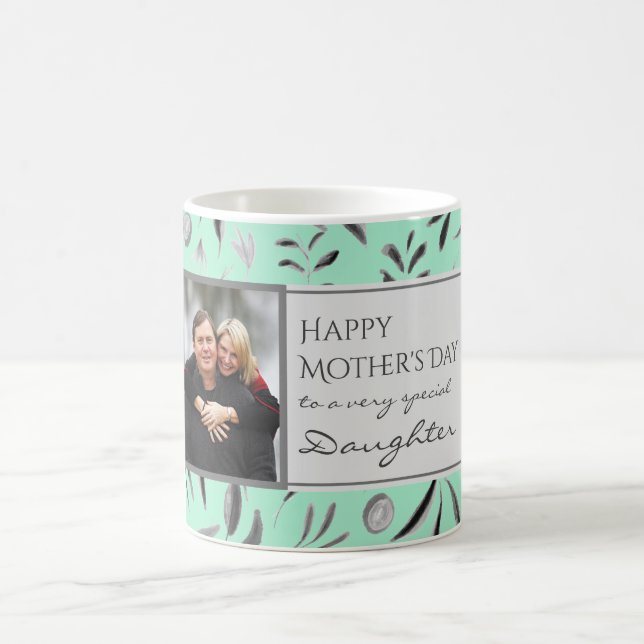 Blommig MINT Glad mors dag DOTTER Foto Kaffemugg (Center)