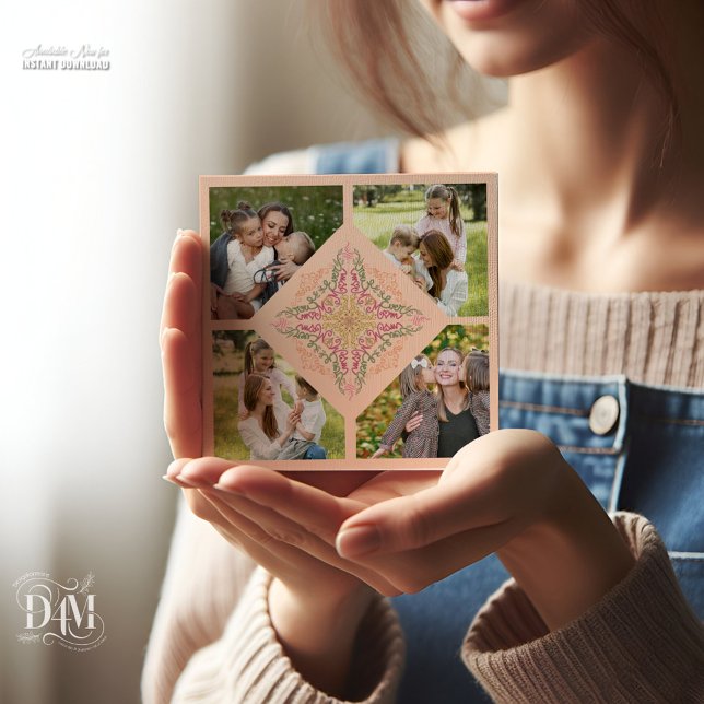 Blommig Mjuk päron kalejdoskopisk Script Bästa Mam Julkort (Skapare uppladdad)