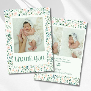 Blommig Mjuk Vildblomsäng Baby Foto Tack Meddelande