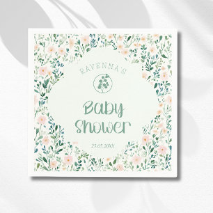 Blommig mjuk vildblomsäng för flicka baby shower pappersservett