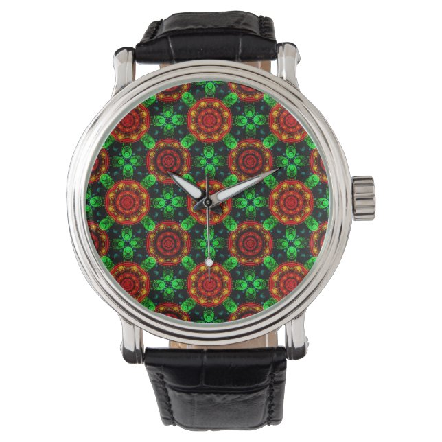 Blommig Modern Boho Elegant Abstrakt Mönster #504 Armbandsur (Framsida)