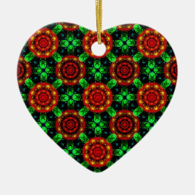 Blommig Modern Boho Elegant Abstrakt Mönster #504 Julgransprydnad Keramik (Framsidan)