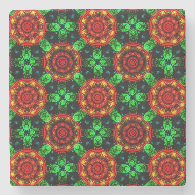 Blommig Modern Boho Elegant Abstrakt Mönster #504 Stenunderlägg (Framsidan)