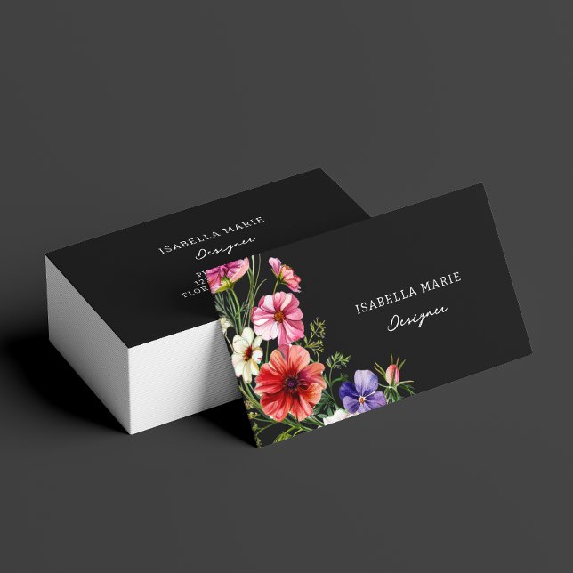 Blommig Modern Elegant Designer Visitkort (Card shown in standard size, choose size, paper and corner style.)