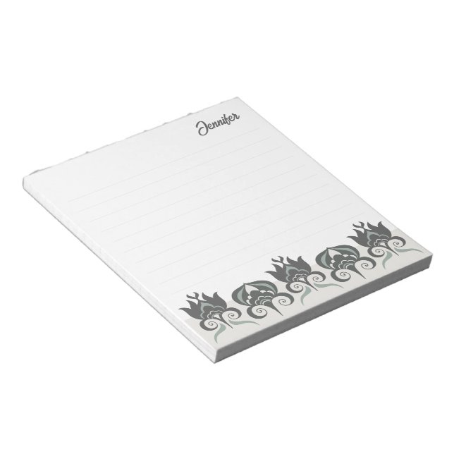 Blommig modern elegant jordnära CC1290 linjerad Anteckningsblock (Vinklad)
