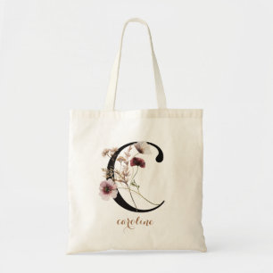 Blommig Modern Personlig Monogram Bokstav "C" Tygkasse