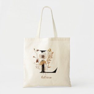 Blommig Modern Personlig Monogram Bokstav "L" Tygkasse