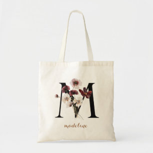 Blommig Modern Personlig Monogram Bokstav "M" Tygkasse