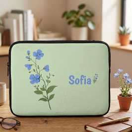 Blommig modern tusenskön blå flickaktig elegant st laptop fodral
