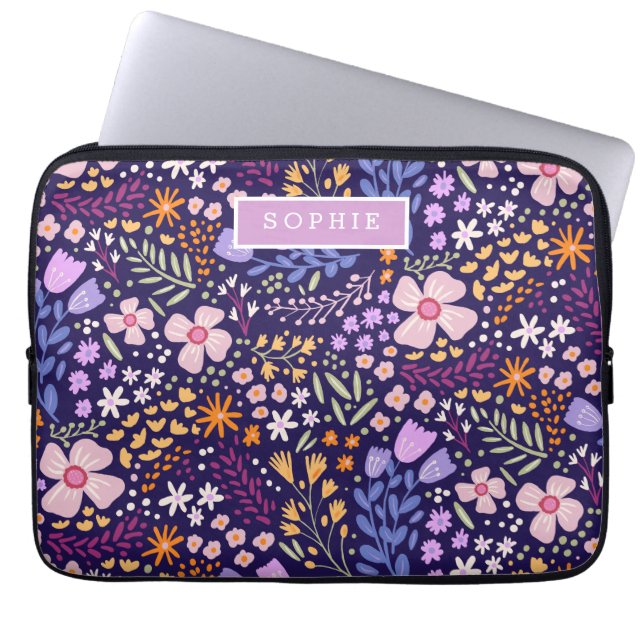 Blommig Modern Vilda Blommor Kvinnlig Elegant Styl Laptop Fodral (Framsidan)