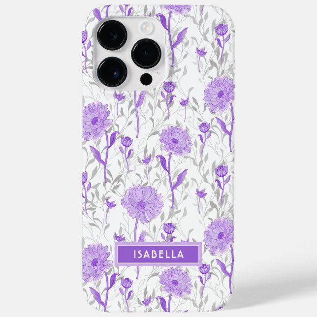 Blommig Modernt Flickaktigt Lila Blommor Stylish N (Baksida)