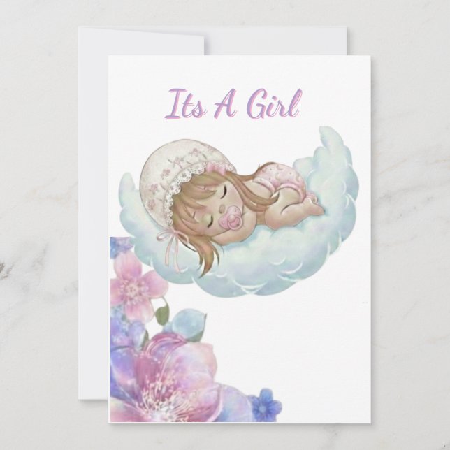 Blommig moln Babyflicka Babyshower Inbjudningar (Framsida)