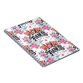 Blommig Momfulness-mönster Rosa Typografi Anteckningsbok