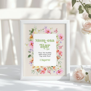 Blommig Momosa Bar Bubbly Bar Baby Shower Poster