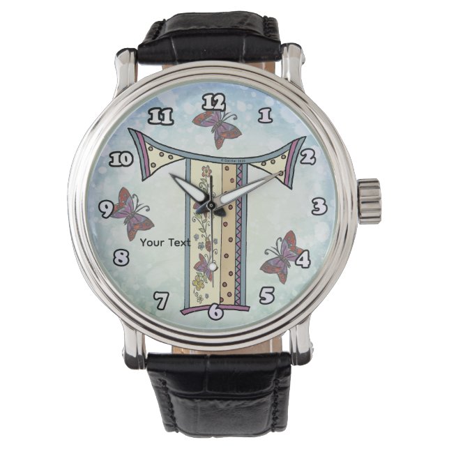 blommig Monogram Armbandsur (Framsida)