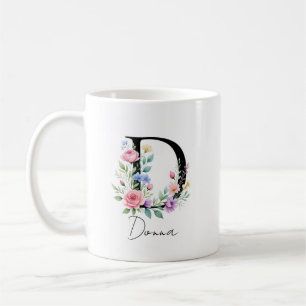 Blommig monogram – Bokstav D Kaffemugg