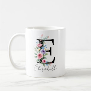 Blommig monogram – Bokstav E Kaffemugg