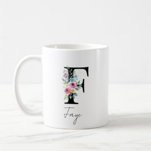 Blommig monogram – Bokstav F Kaffemugg