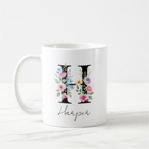 Blommig monogram – Bokstav H Kaffemugg