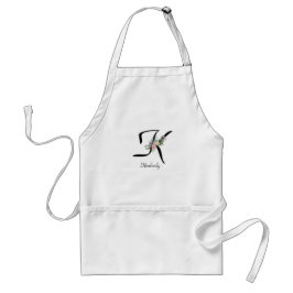 Blommig monogram bokstav K Pensionärsförkläde Förkläde