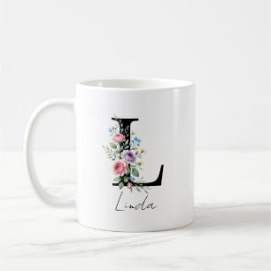 Blommig monogram – Bokstav L Kaffemugg