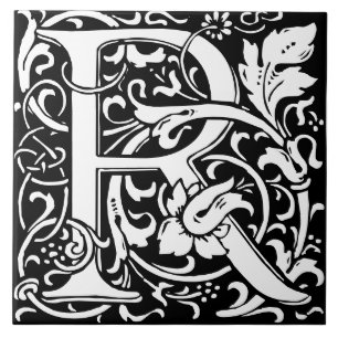 Blommig monogram bokstav R i kakel