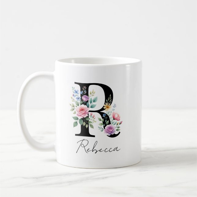 Blommig monogram – Bokstav R Kaffemugg (Vänster)