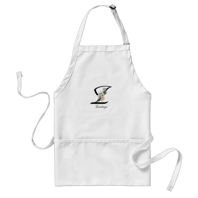 Blommig monogram bokstav Z pensionsförkläde Förkläde (Framsidan)