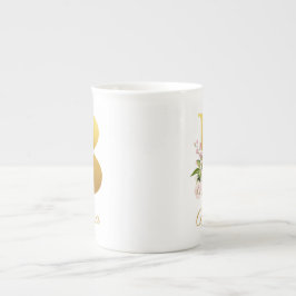 Blommig monogram botaniskt namn Initial B Anpassad Benporslin Mugg