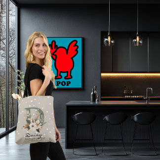 Blommig monogram D – Strålande botanisk bokstavsko Tygkasse