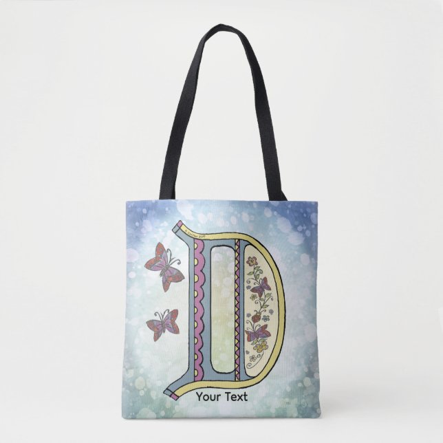 blommig Monogram D Tygkasse (Framsida)