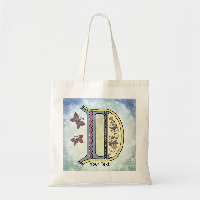 blommig Monogram D Tygkasse (Framsidan)