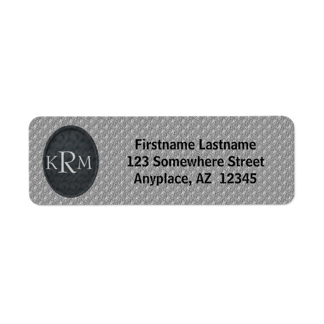 Blommig Monogram Dina Initialer Returadress Etikett (Framsidan)