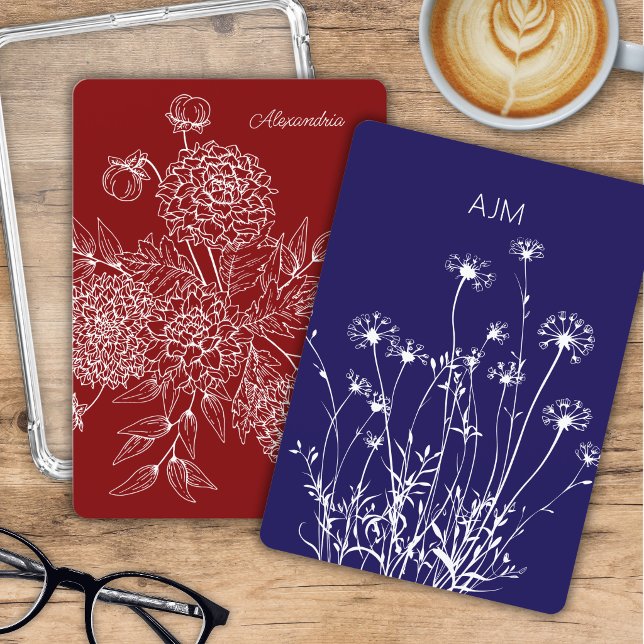 Blommig monogram dubbelsidigt Kindle-insättningsko Inbjudningar (Skapare uppladdad)