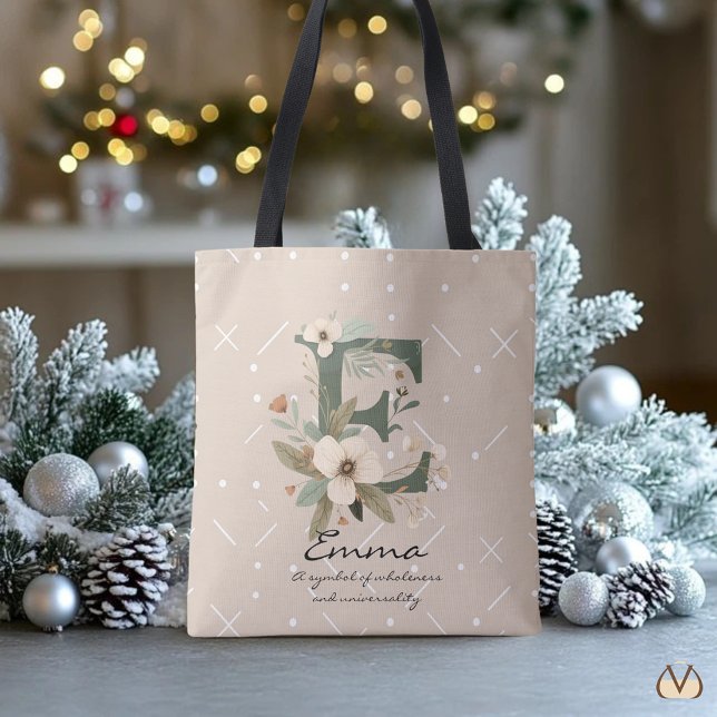 Blommig monogram E – Elegant botanisk bokstavskons Tygkasse (Skapare uppladdad)