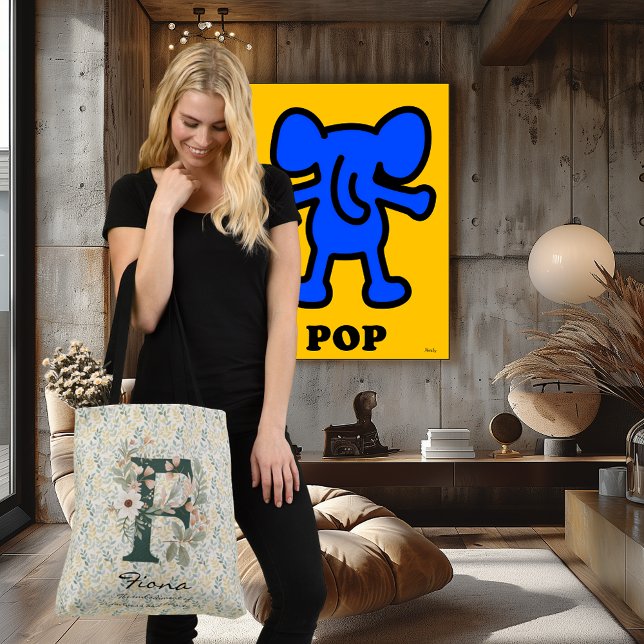 Blommig monogram F – Klassisk botanisk bokstavskon Axelväska (Skapare uppladdad)