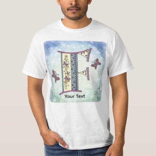blommig Monogram F t-shirt (Framsida)