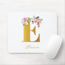 Blommig monogram falskt guldnamn initial Anpassa